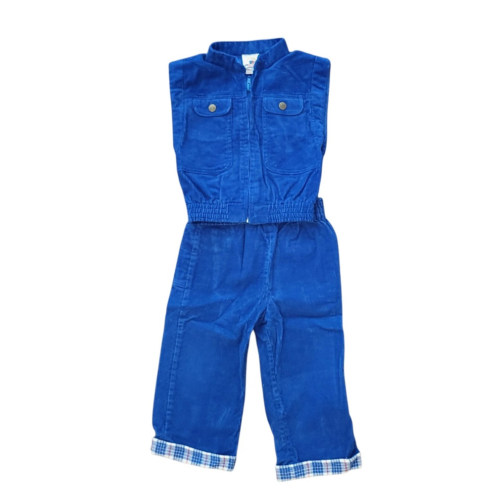 Vintage Joyeux Gamins Happy‎ Kids Corduroy Jacket Blue 18 Months Cute